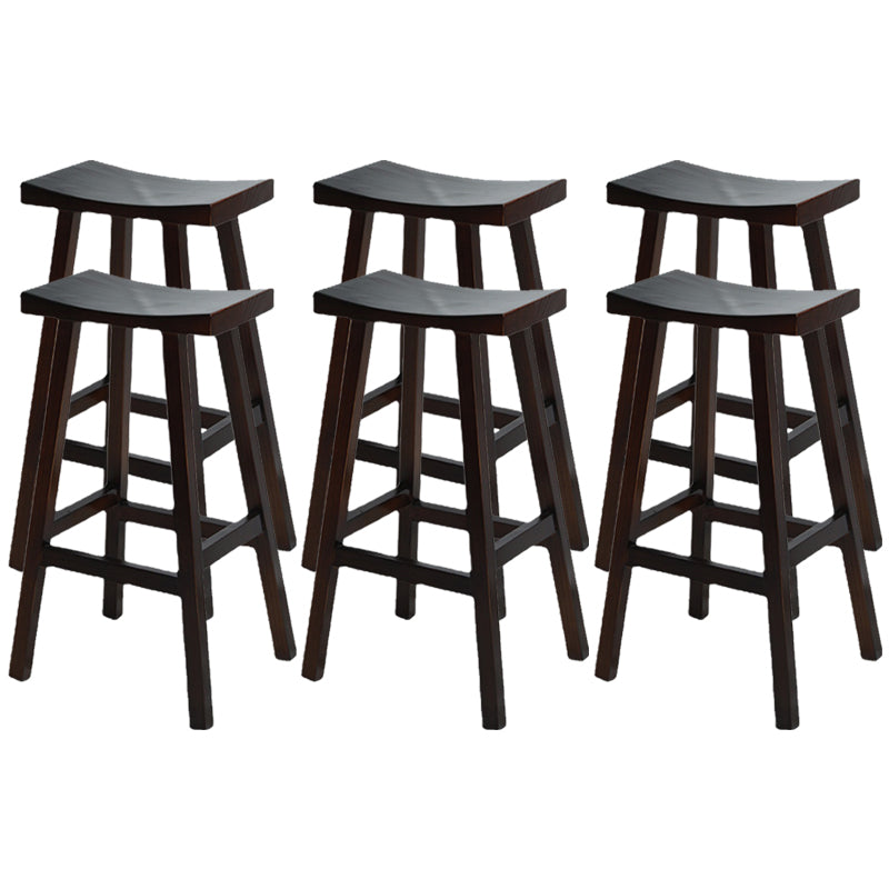 Backless Contoured Seat Contemporary Solid Wood Bar Stool for Restaurant Coffee 6 Piece Set Clearhalo 'Bar Furniture' 'Bar Stools' 'bar_stools' 'furn' 'furn_bar_stools' 'Furniture' 'Kitchen & Dining Furniture' 6245785