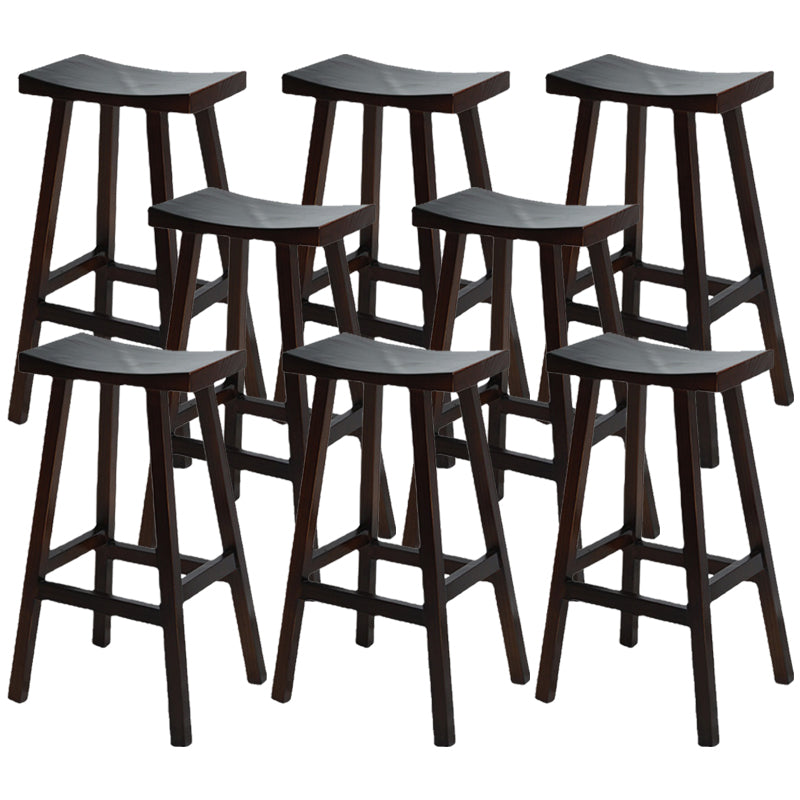 Backless Contoured Seat Contemporary Solid Wood Bar Stool for Restaurant Coffee 8 Piece Set Clearhalo 'Bar Furniture' 'Bar Stools' 'bar_stools' 'furn' 'furn_bar_stools' 'Furniture' 'Kitchen & Dining Furniture' 6245787
