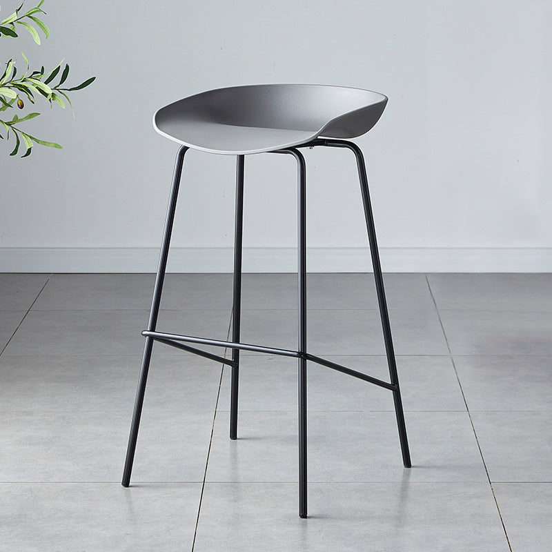 Contemporary Low Back Armless Bar Stool Plastic Bar Stool with Metal Legs Grey 1 Piece Bar Stool(30"H) Clearhalo 'Bar Furniture' 'Bar Stools' 'bar_stools' 'furn' 'furn_bar_stools' 'Furniture' 'Kitchen & Dining Furniture' 6245804