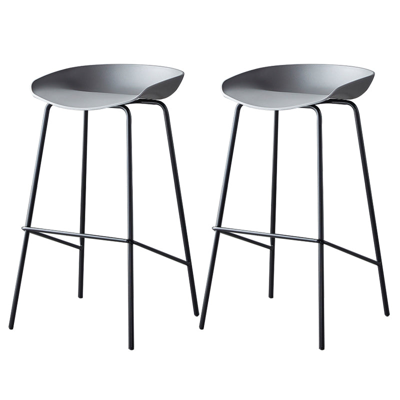 Contemporary Low Back Armless Bar Stool Plastic Bar Stool with Metal Legs Grey 2 Piece Set Bar Stool(30"H) Clearhalo 'Bar Furniture' 'Bar Stools' 'bar_stools' 'furn' 'furn_bar_stools' 'Furniture' 'Kitchen & Dining Furniture' 6245806