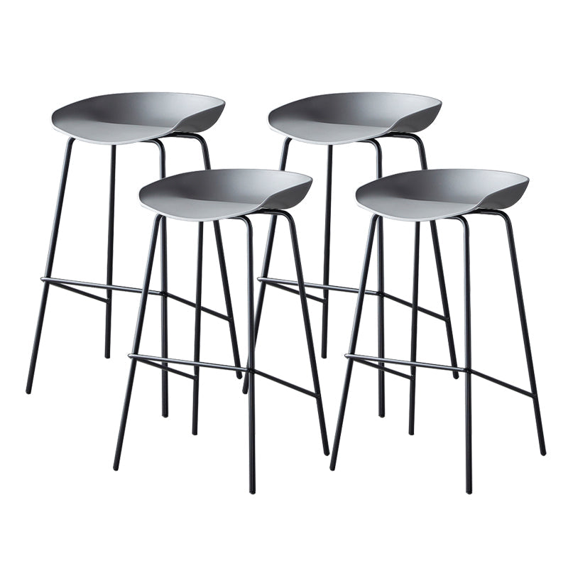 Contemporary Low Back Armless Bar Stool Plastic Bar Stool with Metal Legs Grey 4 Piece Set Bar Stool(30"H) Clearhalo 'Bar Furniture' 'Bar Stools' 'bar_stools' 'furn' 'furn_bar_stools' 'Furniture' 'Kitchen & Dining Furniture' 6245808