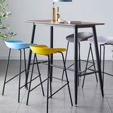 Taburete de barra de brazo sin espalda contemporánea taburete de plástico con patas de metal