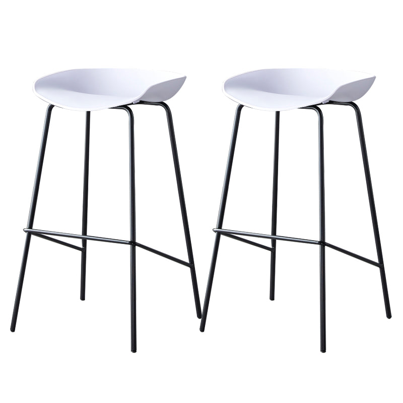 Contemporary Low Back Armless Bar Stool Plastic Bar Stool with Metal Legs White 2 Piece Set Bar Stool(30"H) Clearhalo 'Bar Furniture' 'Bar Stools' 'bar_stools' 'furn' 'furn_bar_stools' 'Furniture' 'Kitchen & Dining Furniture' 6245814