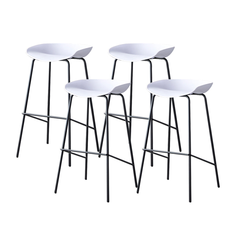 Contemporary Low Back Armless Bar Stool Plastic Bar Stool with Metal Legs White 4 Piece Set Bar Stool(30"H) Clearhalo 'Bar Furniture' 'Bar Stools' 'bar_stools' 'furn' 'furn_bar_stools' 'Furniture' 'Kitchen & Dining Furniture' 6245815