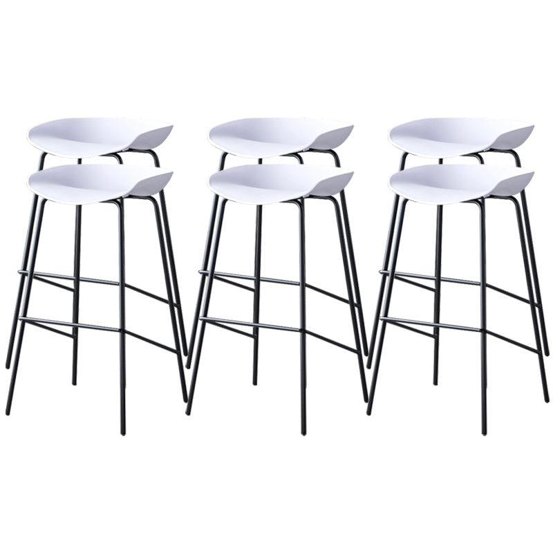 Contemporary Low Back Armless Bar Stool Plastic Bar Stool with Metal Legs White 6 Piece Set Bar Stool(30"H) Clearhalo 'Bar Furniture' 'Bar Stools' 'bar_stools' 'furn' 'furn_bar_stools' 'Furniture' 'Kitchen & Dining Furniture' 6245816