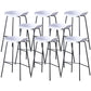 Contemporary Low Back Armless Bar Stool Plastic Bar Stool with Metal Legs White 8 Piece Set Bar Stool(30"H) Clearhalo 'Bar Furniture' 'Bar Stools' 'bar_stools' 'furn' 'furn_bar_stools' 'Furniture' 'Kitchen & Dining Furniture' 6245817