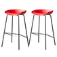 Contemporary Low Back Armless Bar Stool Plastic Bar Stool with Metal Legs Red 2 Piece Set Bar Stool(30"H) Clearhalo 'Bar Furniture' 'Bar Stools' 'bar_stools' 'furn' 'furn_bar_stools' 'Furniture' 'Kitchen & Dining Furniture' 6245819