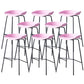Contemporary Low Back Armless Bar Stool Plastic Bar Stool with Metal Legs Pink 8 Piece Set Bar Stool(30"H) Clearhalo 'Bar Furniture' 'Bar Stools' 'bar_stools' 'furn' 'furn_bar_stools' 'Furniture' 'Kitchen & Dining Furniture' 6245827