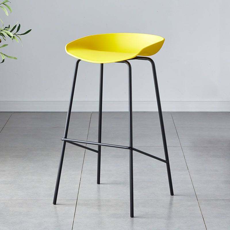Contemporary Low Back Armless Bar Stool Plastic Bar Stool with Metal Legs Yellow 1 Piece Bar Stool(30"H) Clearhalo 'Bar Furniture' 'Bar Stools' 'bar_stools' 'furn' 'furn_bar_stools' 'Furniture' 'Kitchen & Dining Furniture' 6245828