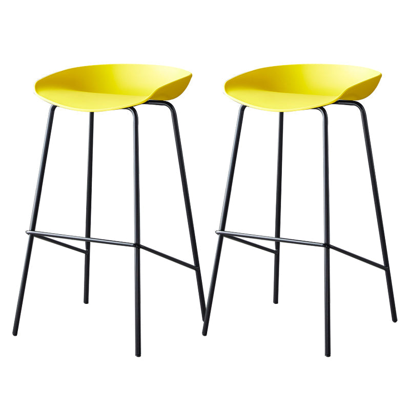Contemporary Low Back Armless Bar Stool Plastic Bar Stool with Metal Legs Yellow 2 Piece Set Bar Stool(30"H) Clearhalo 'Bar Furniture' 'Bar Stools' 'bar_stools' 'furn' 'furn_bar_stools' 'Furniture' 'Kitchen & Dining Furniture' 6245829