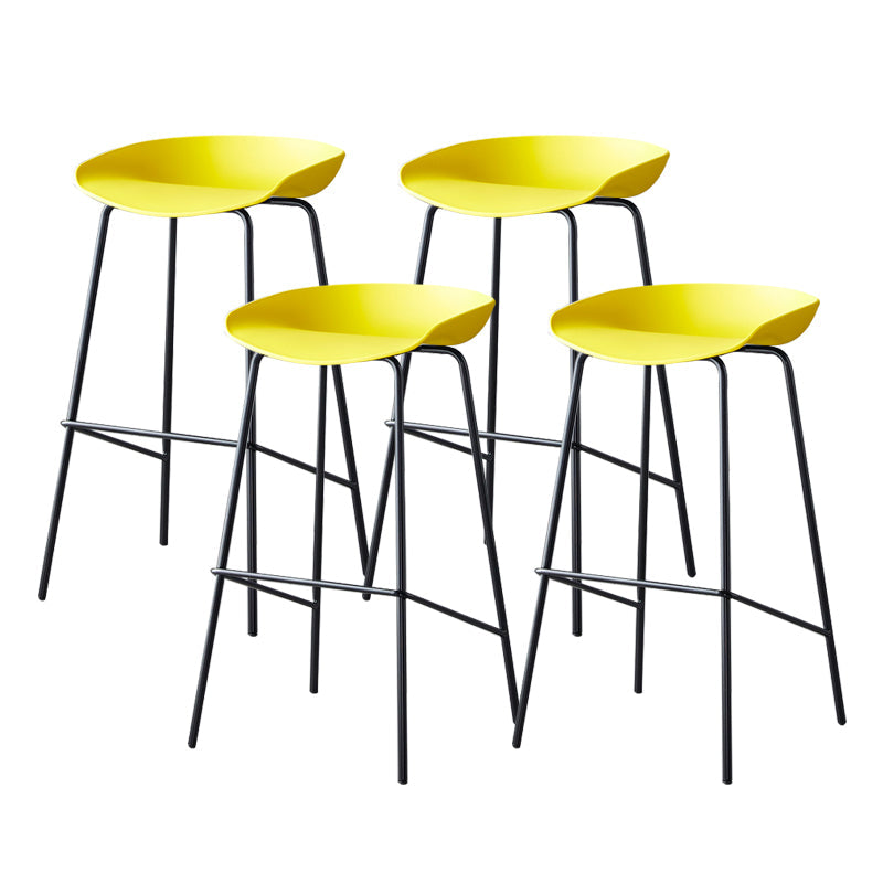 Contemporary Low Back Armless Bar Stool Plastic Bar Stool with Metal Legs Yellow 4 Piece Set Bar Stool(30"H) Clearhalo 'Bar Furniture' 'Bar Stools' 'bar_stools' 'furn' 'furn_bar_stools' 'Furniture' 'Kitchen & Dining Furniture' 6245830