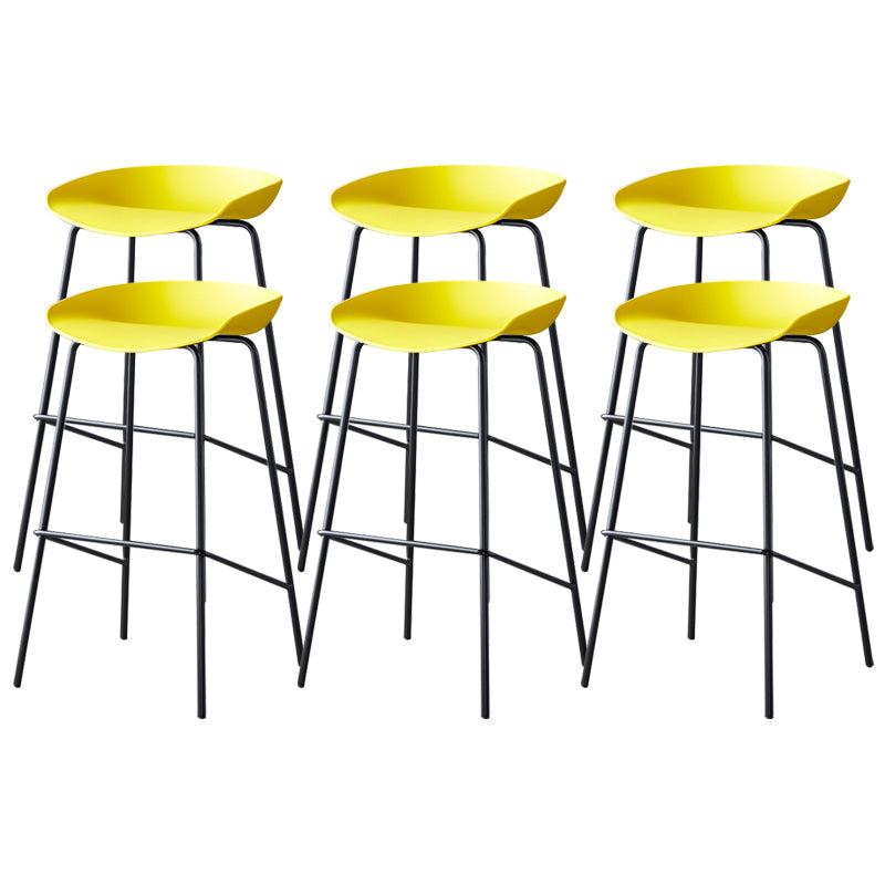 Contemporary Low Back Armless Bar Stool Plastic Bar Stool with Metal Legs Yellow 6 Piece Set Bar Stool(30"H) Clearhalo 'Bar Furniture' 'Bar Stools' 'bar_stools' 'furn' 'furn_bar_stools' 'Furniture' 'Kitchen & Dining Furniture' 6245831