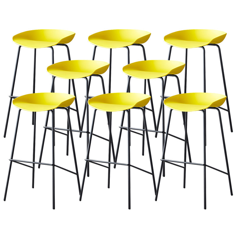 Contemporary Low Back Armless Bar Stool Plastic Bar Stool with Metal Legs Yellow 8 Piece Set Bar Stool(30"H) Clearhalo 'Bar Furniture' 'Bar Stools' 'bar_stools' 'furn' 'furn_bar_stools' 'Furniture' 'Kitchen & Dining Furniture' 6245832