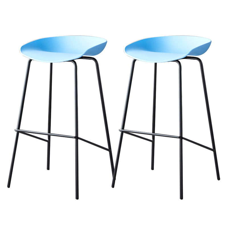 Contemporary Low Back Armless Bar Stool Plastic Bar Stool with Metal Legs Blue 2 Piece Set Bar Stool(30"H) Clearhalo 'Bar Furniture' 'Bar Stools' 'bar_stools' 'furn' 'furn_bar_stools' 'Furniture' 'Kitchen & Dining Furniture' 6245834