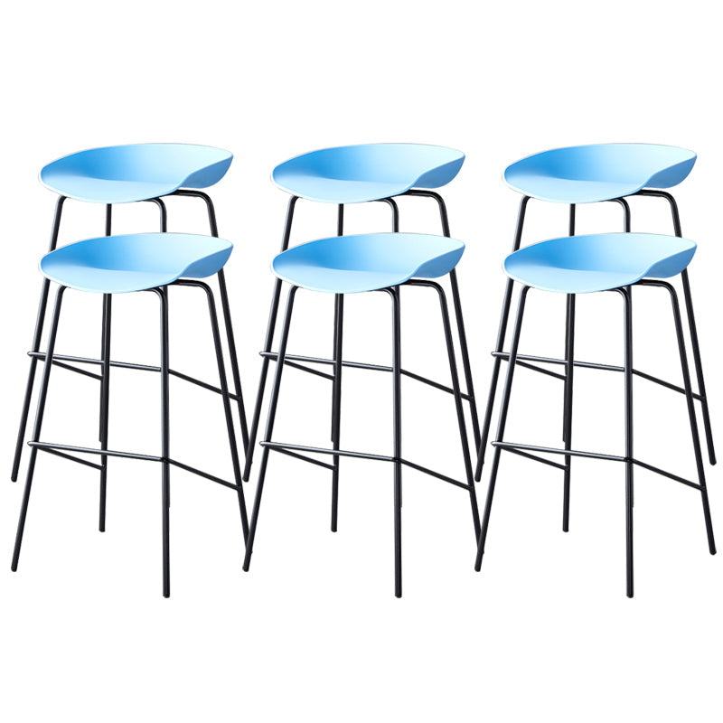Contemporary Low Back Armless Bar Stool Plastic Bar Stool with Metal Legs Blue 6 Piece Set Bar Stool(30"H) Clearhalo 'Bar Furniture' 'Bar Stools' 'bar_stools' 'furn' 'furn_bar_stools' 'Furniture' 'Kitchen & Dining Furniture' 6245836