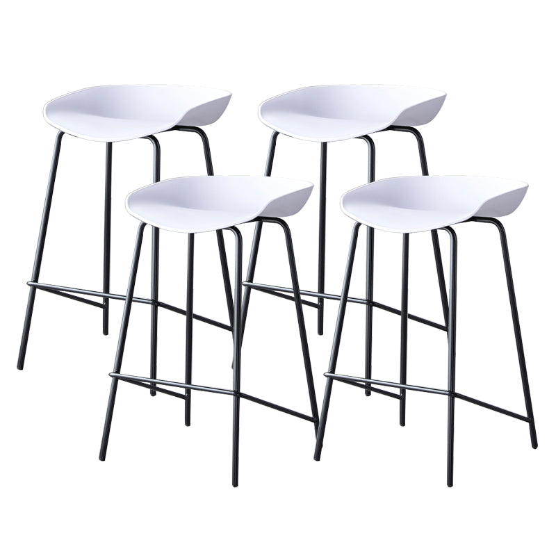 Contemporary Low Back Armless Bar Stool Plastic Bar Stool with Metal Legs White 4 Piece Set Counter Stool(26"H) Clearhalo 'Bar Furniture' 'Bar Stools' 'bar_stools' 'furn' 'furn_bar_stools' 'Furniture' 'Kitchen & Dining Furniture' 6245850