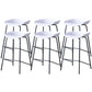 Contemporary Low Back Armless Bar Stool Plastic Bar Stool with Metal Legs White 6 Piece Set Counter Stool(26"H) Clearhalo 'Bar Furniture' 'Bar Stools' 'bar_stools' 'furn' 'furn_bar_stools' 'Furniture' 'Kitchen & Dining Furniture' 6245851