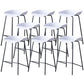 Contemporary Low Back Armless Bar Stool Plastic Bar Stool with Metal Legs White 8 Piece Set Counter Stool(26"H) Clearhalo 'Bar Furniture' 'Bar Stools' 'bar_stools' 'furn' 'furn_bar_stools' 'Furniture' 'Kitchen & Dining Furniture' 6245852