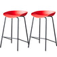 Contemporary Low Back Armless Bar Stool Plastic Bar Stool with Metal Legs Red 2 Piece Set Counter Stool(26"H) Clearhalo 'Bar Furniture' 'Bar Stools' 'bar_stools' 'furn' 'furn_bar_stools' 'Furniture' 'Kitchen & Dining Furniture' 6245854