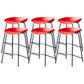 Contemporary Low Back Armless Bar Stool Plastic Bar Stool with Metal Legs Red 6 Piece Set Counter Stool(26"H) Clearhalo 'Bar Furniture' 'Bar Stools' 'bar_stools' 'furn' 'furn_bar_stools' 'Furniture' 'Kitchen & Dining Furniture' 6245856