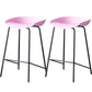 Contemporary Low Back Armless Bar Stool Plastic Bar Stool with Metal Legs Pink 2 Piece Set Counter Stool(26"H) Clearhalo 'Bar Furniture' 'Bar Stools' 'bar_stools' 'furn' 'furn_bar_stools' 'Furniture' 'Kitchen & Dining Furniture' 6245859