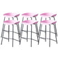 Contemporary Low Back Armless Bar Stool Plastic Bar Stool with Metal Legs Pink 6 Piece Set Counter Stool(26"H) Clearhalo 'Bar Furniture' 'Bar Stools' 'bar_stools' 'furn' 'furn_bar_stools' 'Furniture' 'Kitchen & Dining Furniture' 6245861
