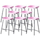 Contemporary Low Back Armless Bar Stool Plastic Bar Stool with Metal Legs Pink 8 Piece Set Counter Stool(26"H) Clearhalo 'Bar Furniture' 'Bar Stools' 'bar_stools' 'furn' 'furn_bar_stools' 'Furniture' 'Kitchen & Dining Furniture' 6245862