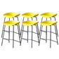 Contemporary Low Back Armless Bar Stool Plastic Bar Stool with Metal Legs Yellow 6 Piece Set Counter Stool(26"H) Clearhalo 'Bar Furniture' 'Bar Stools' 'bar_stools' 'furn' 'furn_bar_stools' 'Furniture' 'Kitchen & Dining Furniture' 6245866