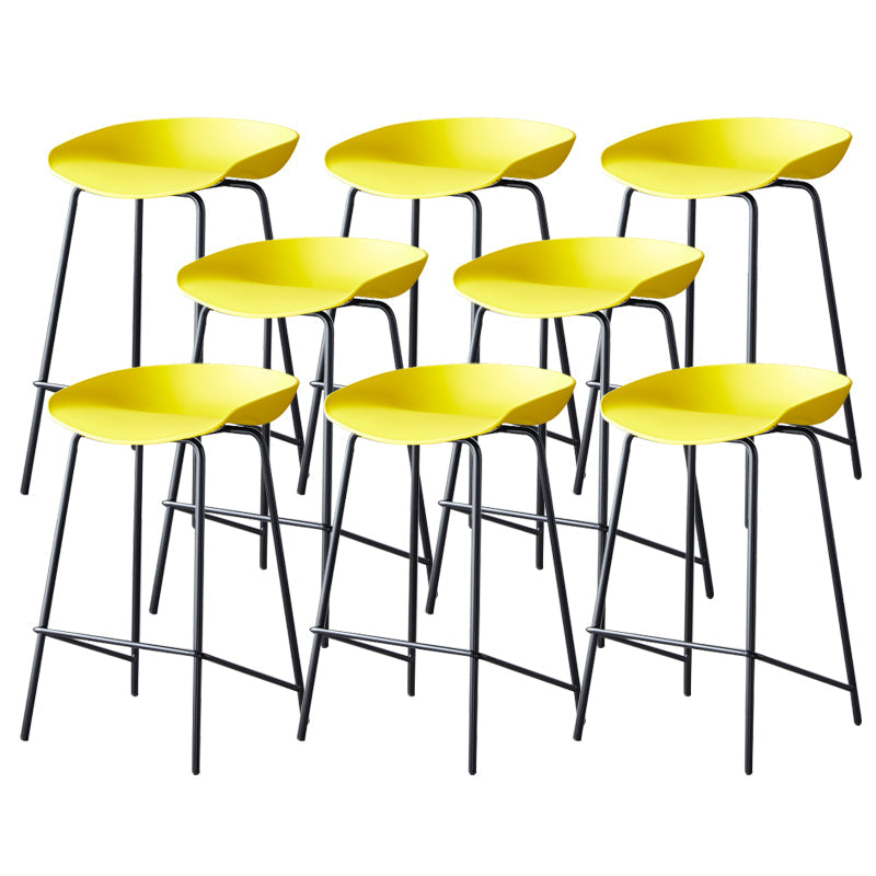 Contemporary Low Back Armless Bar Stool Plastic Bar Stool with Metal Legs Yellow 8 Piece Set Counter Stool(26"H) Clearhalo 'Bar Furniture' 'Bar Stools' 'bar_stools' 'furn' 'furn_bar_stools' 'Furniture' 'Kitchen & Dining Furniture' 6245867