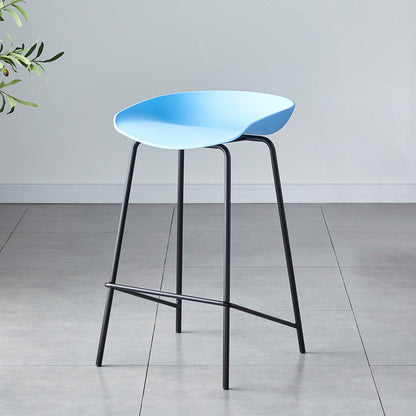 Contemporary Low Back Armless Bar Stool Plastic Bar Stool with Metal Legs Blue 1 Piece Counter Stool(26"H) Clearhalo 'Bar Furniture' 'Bar Stools' 'bar_stools' 'furn' 'furn_bar_stools' 'Furniture' 'Kitchen & Dining Furniture' 6245868