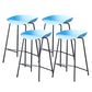 Contemporary Low Back Armless Bar Stool Plastic Bar Stool with Metal Legs Blue 4 Piece Set Counter Stool(26"H) Clearhalo 'Bar Furniture' 'Bar Stools' 'bar_stools' 'furn' 'furn_bar_stools' 'Furniture' 'Kitchen & Dining Furniture' 6245870