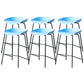 Contemporary Low Back Armless Bar Stool Plastic Bar Stool with Metal Legs Blue 6 Piece Set Counter Stool(26"H) Clearhalo 'Bar Furniture' 'Bar Stools' 'bar_stools' 'furn' 'furn_bar_stools' 'Furniture' 'Kitchen & Dining Furniture' 6245871