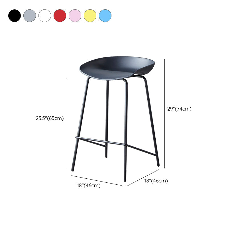 Contemporary Low Back Armless Bar Stool Plastic Bar Stool with Metal Legs Clearhalo 'Bar Furniture' 'Bar Stools' 'bar_stools' 'furn' 'furn_bar_stools' 'Furniture' 'Kitchen & Dining Furniture' 6245873