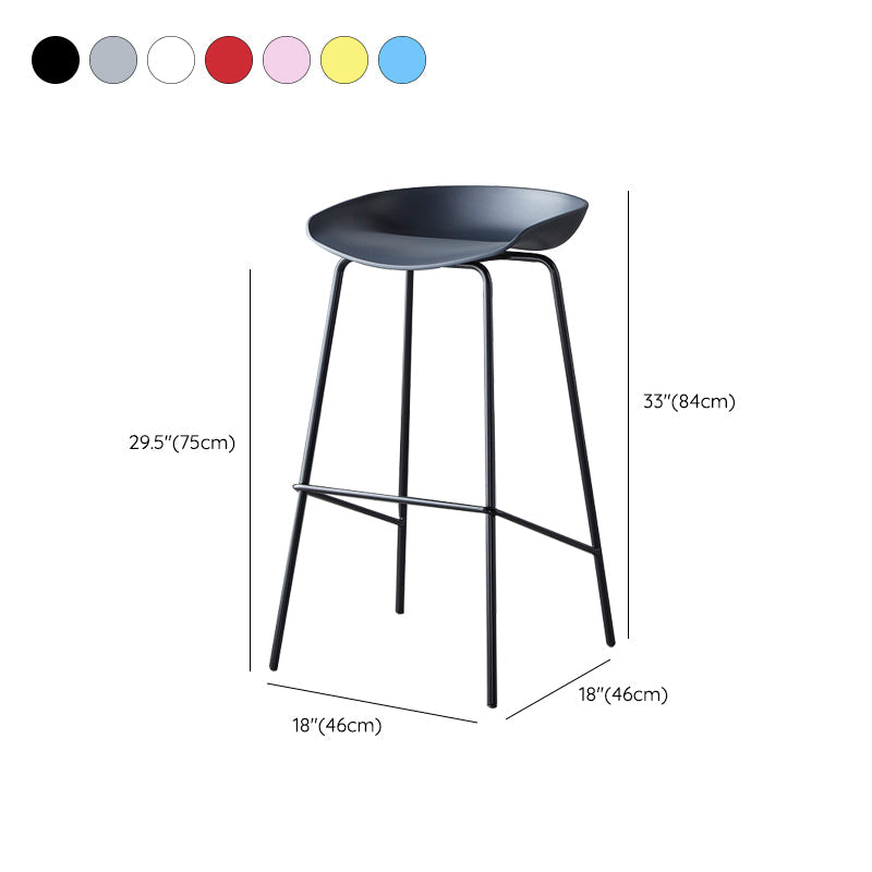 Contemporary Low Back Armless Bar Stool Plastic Bar Stool with Metal Legs Clearhalo 'Bar Furniture' 'Bar Stools' 'bar_stools' 'furn' 'furn_bar_stools' 'Furniture' 'Kitchen & Dining Furniture' 6245874
