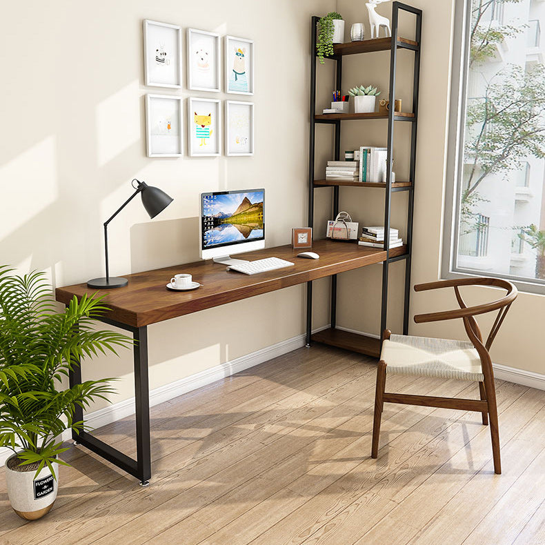 Scrivania in legno massello marrone industriale gambe in metallo da ufficio