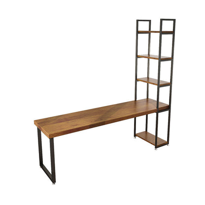 Scrivania in legno massello marrone industriale gambe in metallo da ufficio