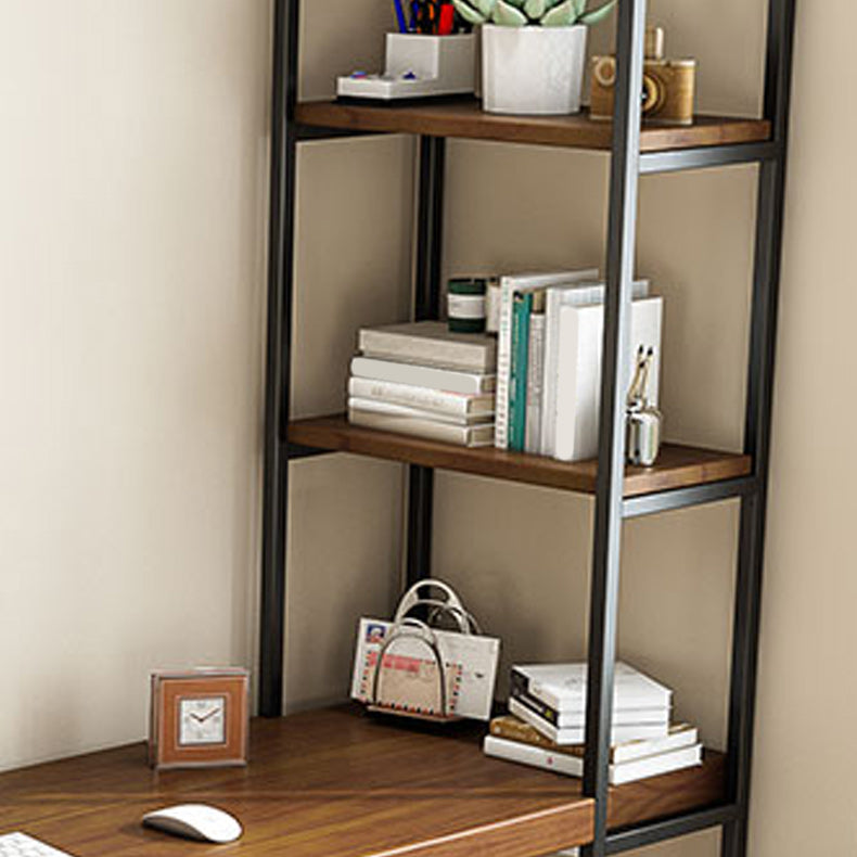 Scrivania in legno massello marrone industriale gambe in metallo da ufficio