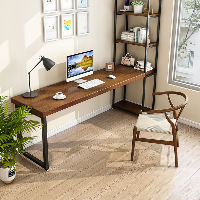 Scrivania in legno massello marrone industriale gambe in metallo da ufficio