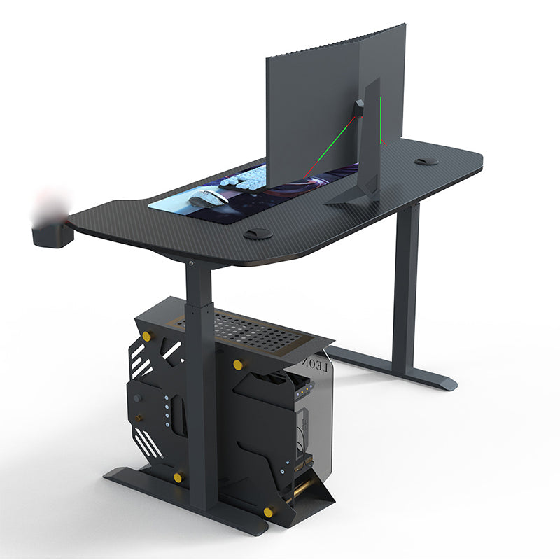 Hedendaagse t-vorm gaming bureau houten verstelbare gaming bureau