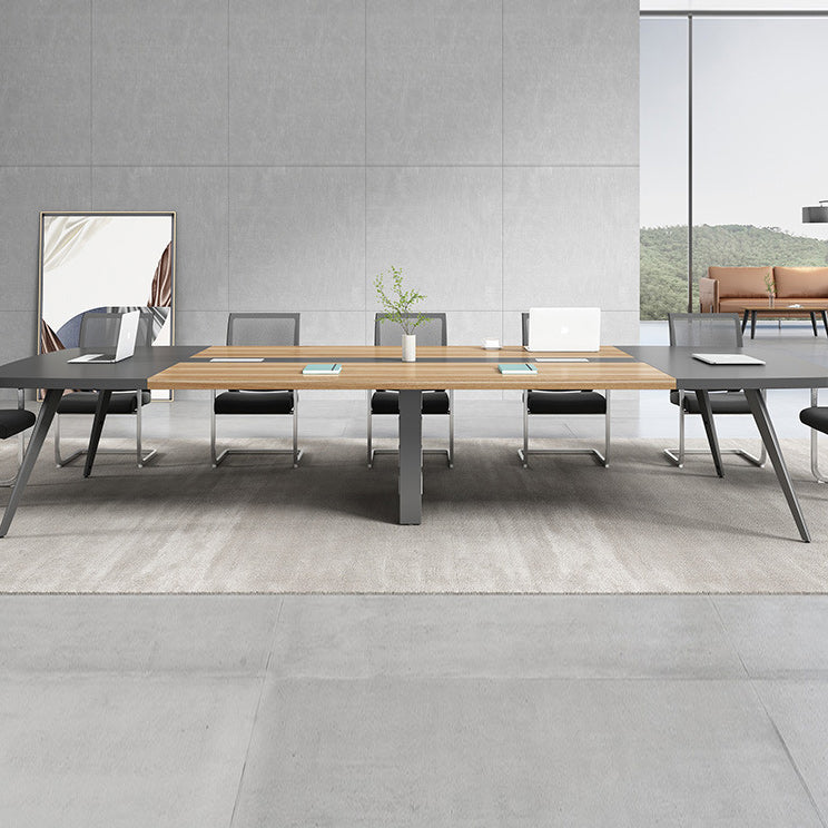 Industrial Parsons Office Desk Natural and Black Writing Desk Clearhalo 'furn' 'furn_office_desk' 'Furniture' 'Office Desks' 'Office Furniture' 'office_desk' 6246378