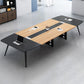 Industrial Parsons Office Desk Natural and Black Writing Desk 189"L x 55"W x 30"H Clearhalo 'furn' 'furn_office_desk' 'Furniture' 'Office Desks' 'Office Furniture' 'office_desk' 6246379