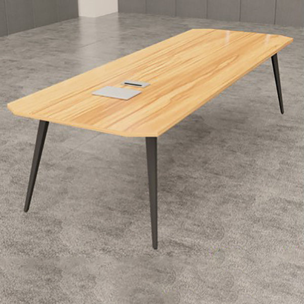 Industrial Parsons Office Desk Natural and Black Writing Desk Clearhalo 'furn' 'furn_office_desk' 'Furniture' 'Office Desks' 'Office Furniture' 'office_desk' 6246386