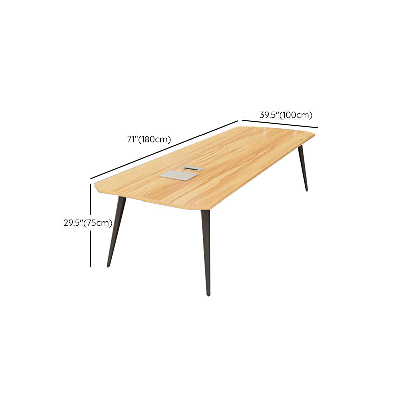 Industrial Parsons Office Desk Natural and Black Writing Desk Clearhalo 'furn' 'furn_office_desk' 'Furniture' 'Office Desks' 'Office Furniture' 'office_desk' 6246388