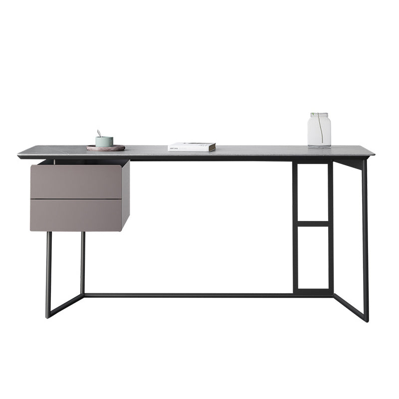 Rectangular Industrial Writing Desk 2-Drawer Office Desk with Metal Legs Clearhalo 'furn' 'furn_office_desk' 'Furniture' 'Office Desks' 'Office Furniture' 'office_desk' 6246403