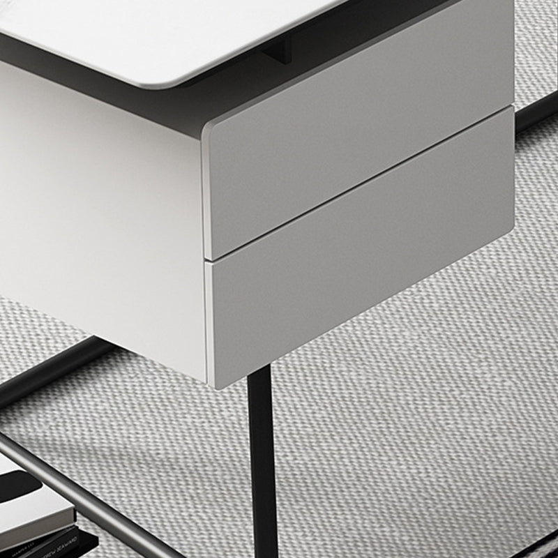 Rectangular Industrial Writing Desk 2-Drawer Office Desk with Metal Legs Clearhalo 'furn' 'furn_office_desk' 'Furniture' 'Office Desks' 'Office Furniture' 'office_desk' 6246404