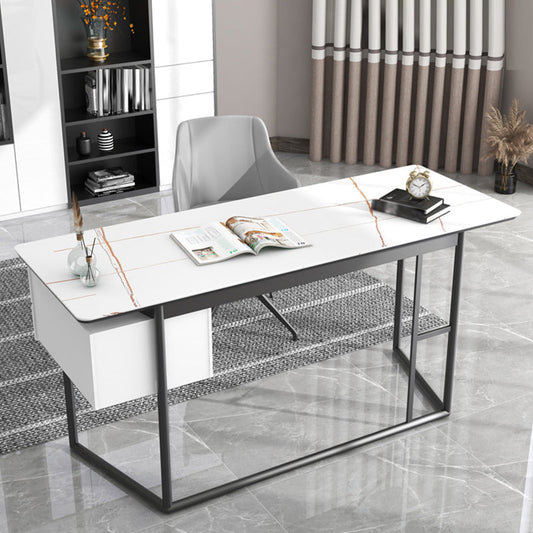 Rectangular Industrial Writing Desk 2-Drawer Office Desk with Metal Legs Clearhalo 'furn' 'furn_office_desk' 'Furniture' 'Office Desks' 'Office Furniture' 'office_desk' 6246406