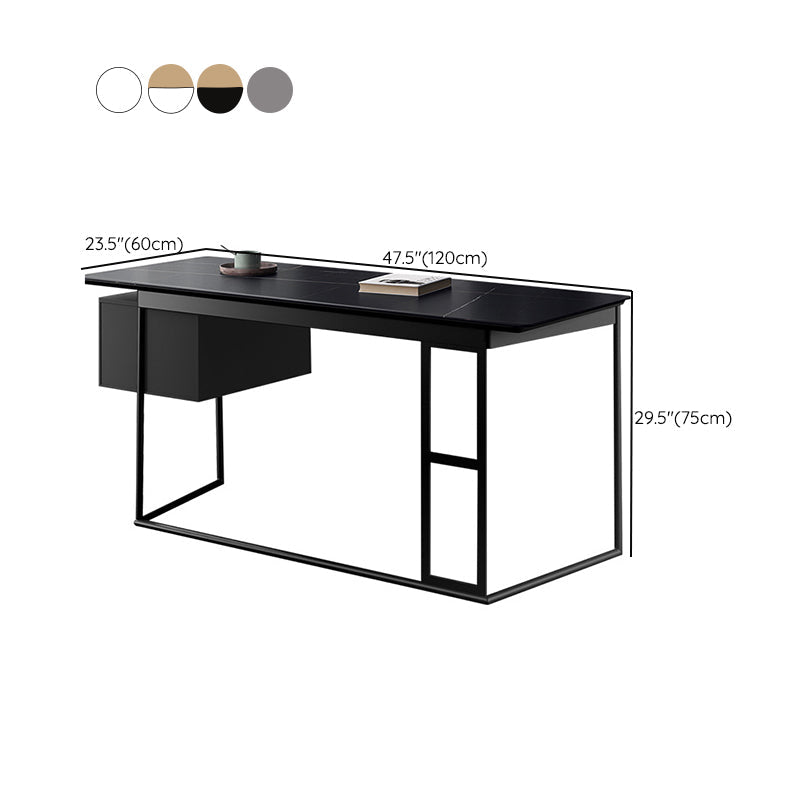 Rectangular Industrial Writing Desk 2-Drawer Office Desk with Metal Legs Clearhalo 'furn' 'furn_office_desk' 'Furniture' 'Office Desks' 'Office Furniture' 'office_desk' 6246409