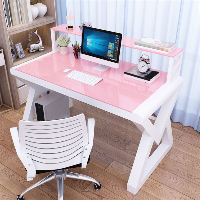 Glazen en metalen computerbureau Sled Moderne rechthoekige kantoorbureau, 23,6 "breed