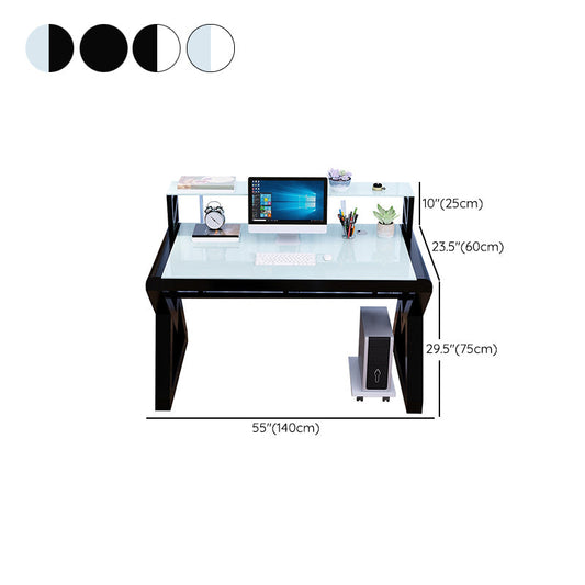 Scrivania per computer in vetro e metallo slitta moderna scrivania rettangolare, larghe 23,6 "