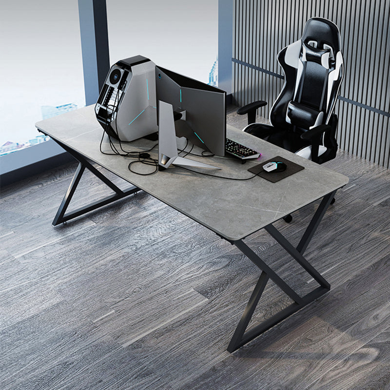 Industrial Rectangular Writing Desk Marble Office Desk with Metal Legs Clearhalo 'furn' 'furn_office_desk' 'Furniture' 'Office Desks' 'Office Furniture' 'office_desk' 6246515